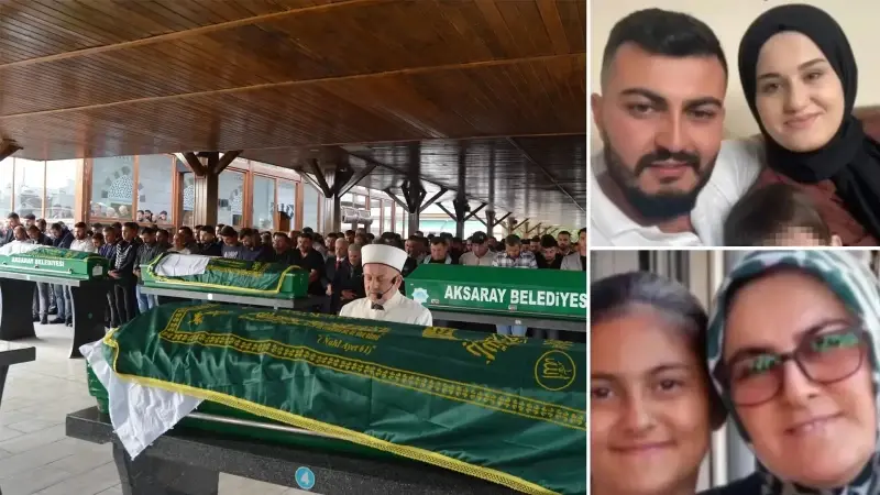 Aksaray'da aynı aileden 4 kişi cenaze töreniyle son yolculuğuna uğurlandı.