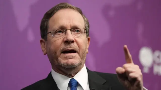 Le président israélien Isaac Herzog s'exprime lors d'un événement intitulé « En conversation avec Isaac Herzog » à Chatham House, à Londres, le 10 septembre 2025. 