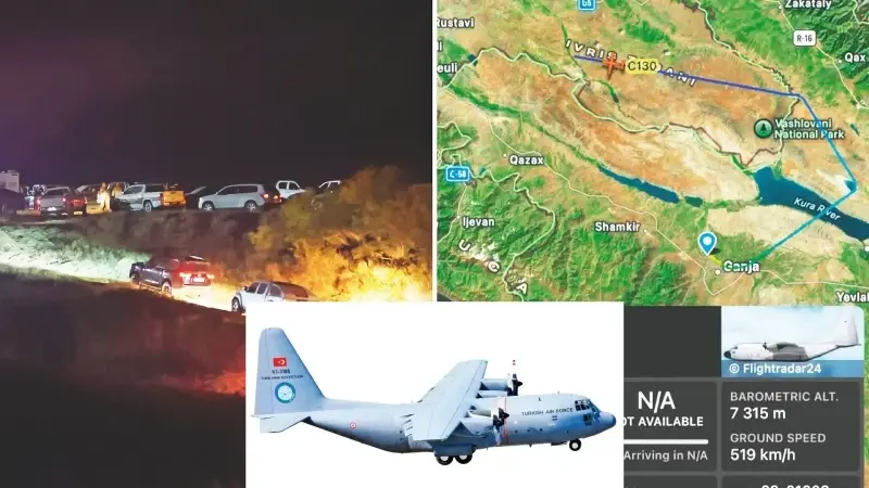 TSK’ya ait C130 tipi askeri kargo uçağı Gürcistan-Azerbaycan sınırında düştü, 20 asker şehit oldu.