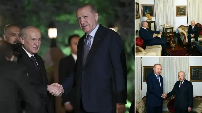 Cumhurbaşkanı Erdoğan'ın Bahçeli'yi konutunda ziyaretinden öne çıkan kareler.