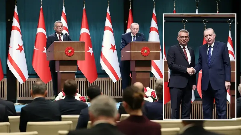 Cumhurbaşkanı Erdoğan ve KKTC Cumhurbaşkanı Erhürman, birlik ve beraberlik vurgusuyla Batı'ya mesaj verdi.