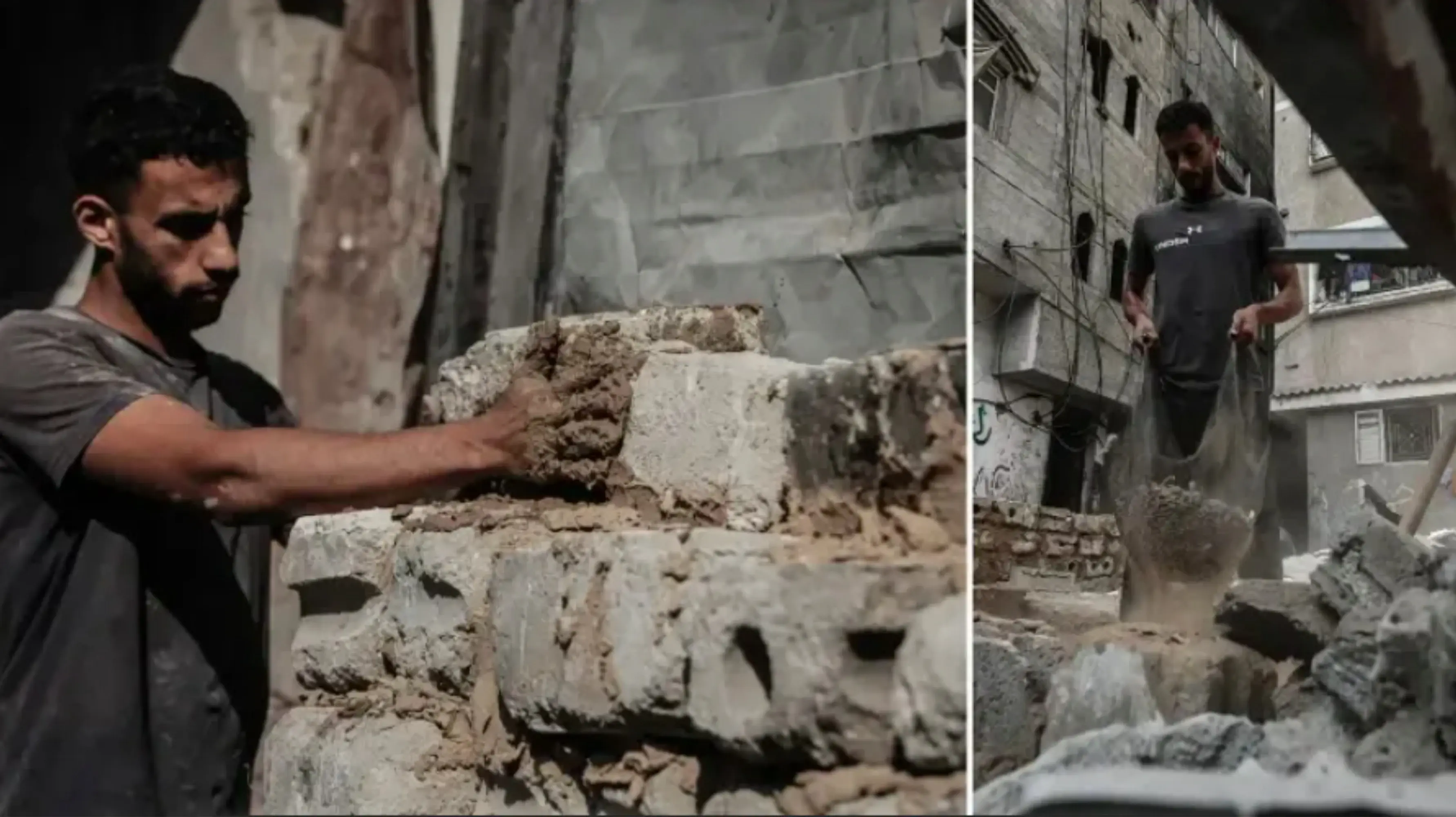 Palestinians rebuild homes using bricks salvaged from rubble in Gaza

