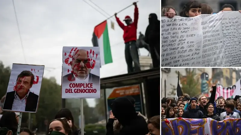 İtalya'da öğrenciler Gazze için greve gitti