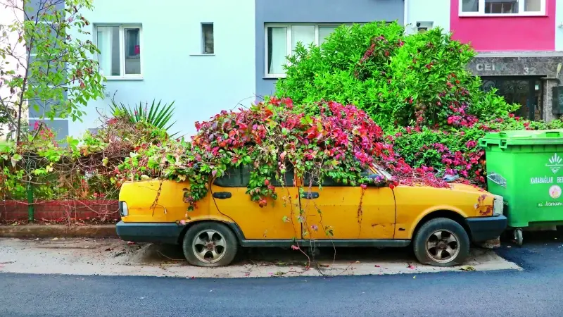 Otomobil, çekiciyle otoparka götürüldü.