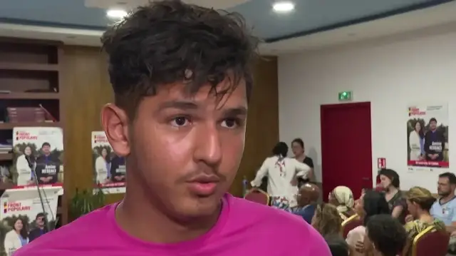 Cette capture d'écran réalisée le 14 novembre 2025 à partir d'une vidéo de l'AFP datée du 7 juillet 2024 montre Mehdi Kessaci, frère d'Amine Kessaci, fondateur de l'association Conscience et ancien candidat dans la 3e circonscription des Bouches-du-Rhône pour la coalition de gauche Nouveau Front Populaire (NFP).