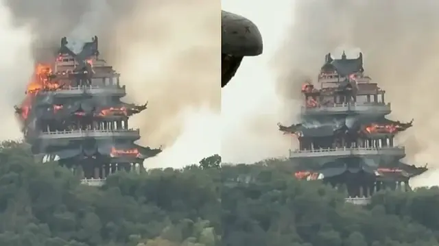 В китайском храме Юнцин произошёл крупный пожар