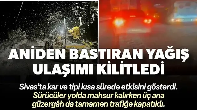 Sivas'ta kar ve tipi etkisini artırdı: Bazı kara yolları trafiğe kapatıldı