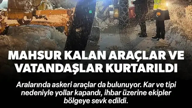 Hakkari'de kar ve tipi: Mahsur kalan araçlar ve vatandaşlar kurtarıldı