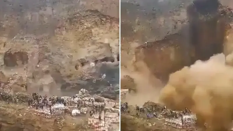 Göçük altında arama kurtarma çalışmaları sürüyor