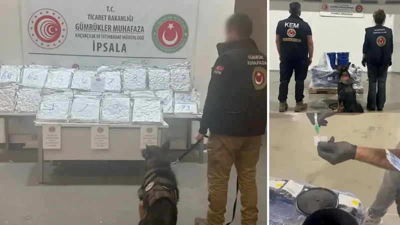 Ele geçirilen uyuşturucular, ekiplerce imha ediliyor.