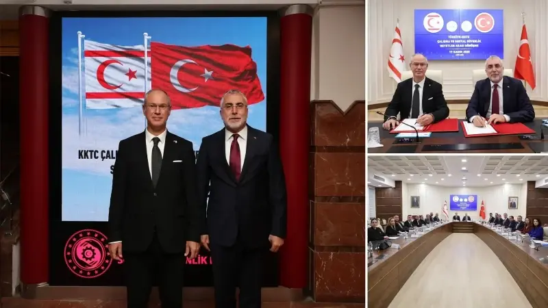 Çalışma ve Sosyal Güvenlik Bakanı Vedat Işıkhan, KKTC Çalışma ve Sosyal Güvenlik Bakanı Oğuzhan Hasipoğlu