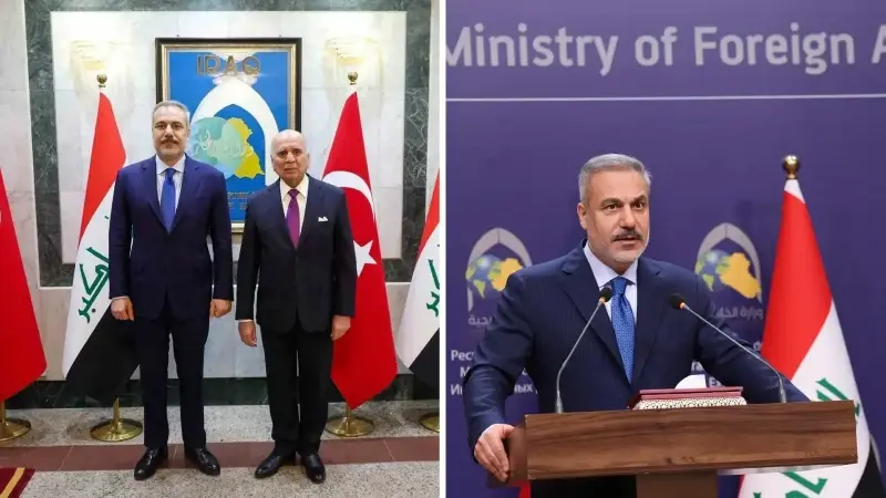 Dışişleri Bakanı Hakan Fidan, Irak Dışişleri Bakanı Fuad Hüseyin ile Bağdat’ta bir araya geldi.