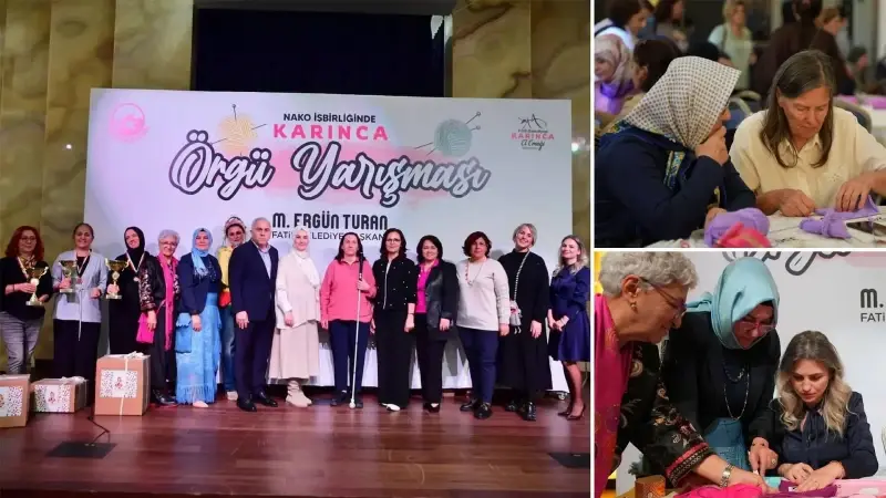 Fatih’te örgü yarışması büyük ilgi gördü: 500 kadın örerek yarıştı