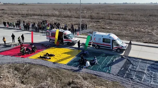 Çukurova Uluslararası Havalimanı'nda acil durum tatbikatı yapıldı