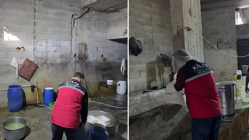 Kilis'te hijyen kurallarını ihlal ettiği belirlenen yoğurt ve peynir imalathanesi kapatıldı.