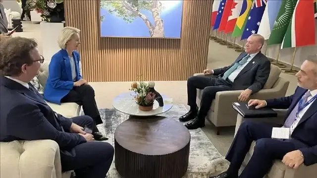 الرئيس أردوغان يلتقي رئيسة المفوضية الأوروبية على هامش قمة العشرين