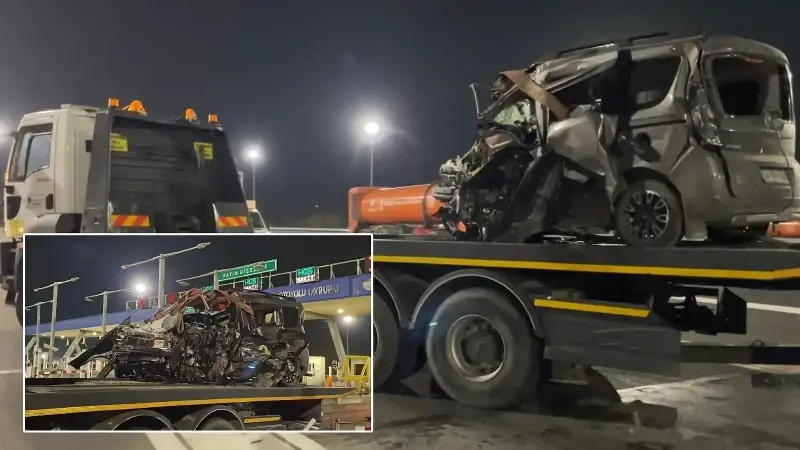 Kuzey Marmara Otoyolu'ndaki kazada hurdaya dönen araç
