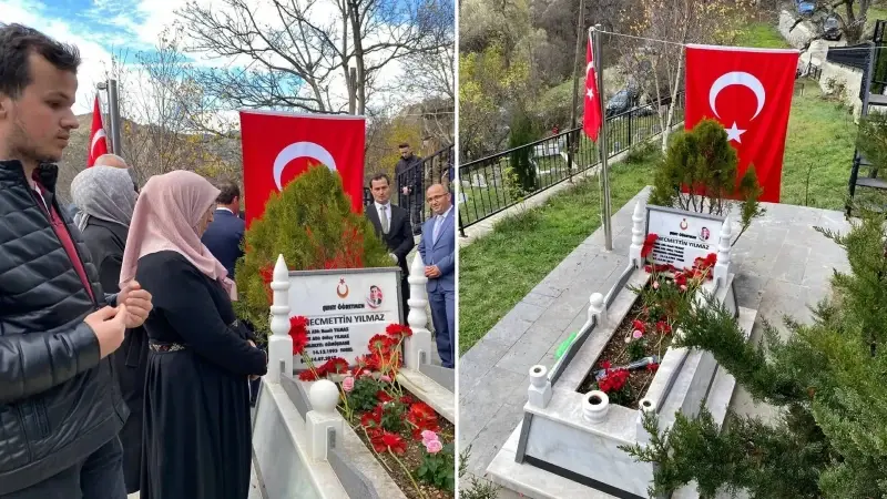 Şehit öğretmen Necmettin Yılmaz kabri başında anıldı