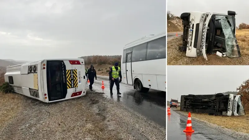 Konya'da okul servisi devrildi