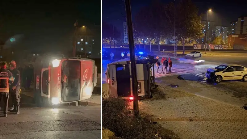 Otomobilin çarptığı servis yan yattı: İki kişi yaralandı