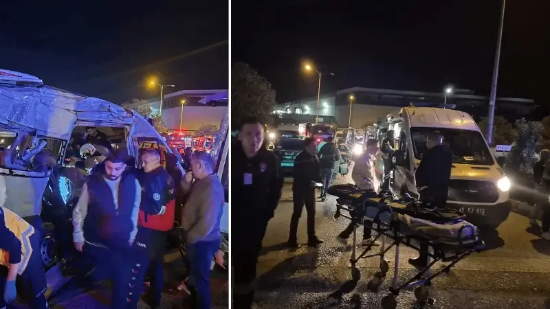 İzmir'de iki işçi servisinin çarpıştığı kazada 13 kişi yaralandı