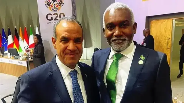 Министр иностранных дел Египта Бадр Абдельатти и его нигерийский коллега Юсуф Туггар. 