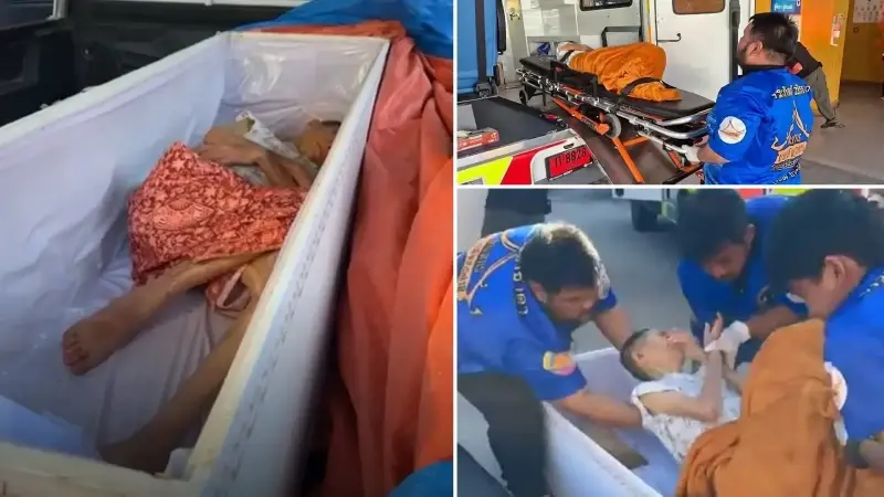 Yaşlı kadın, kendi cenaze töreninde konulduğu tabutta hareket etti.