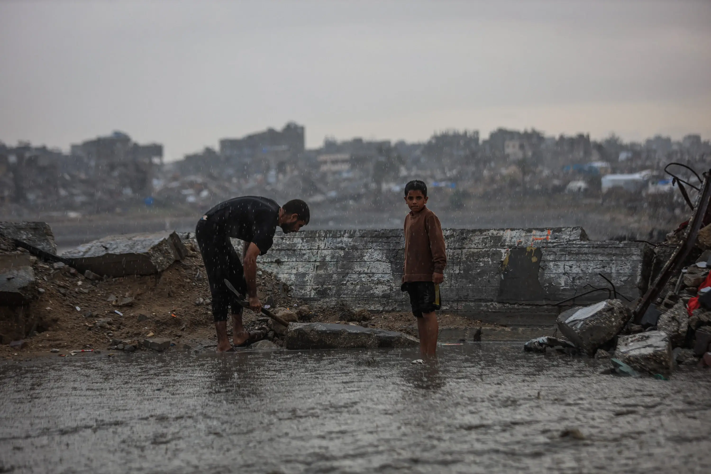 Heavy flooding submerges tents of displaced Palestinians in Gaza