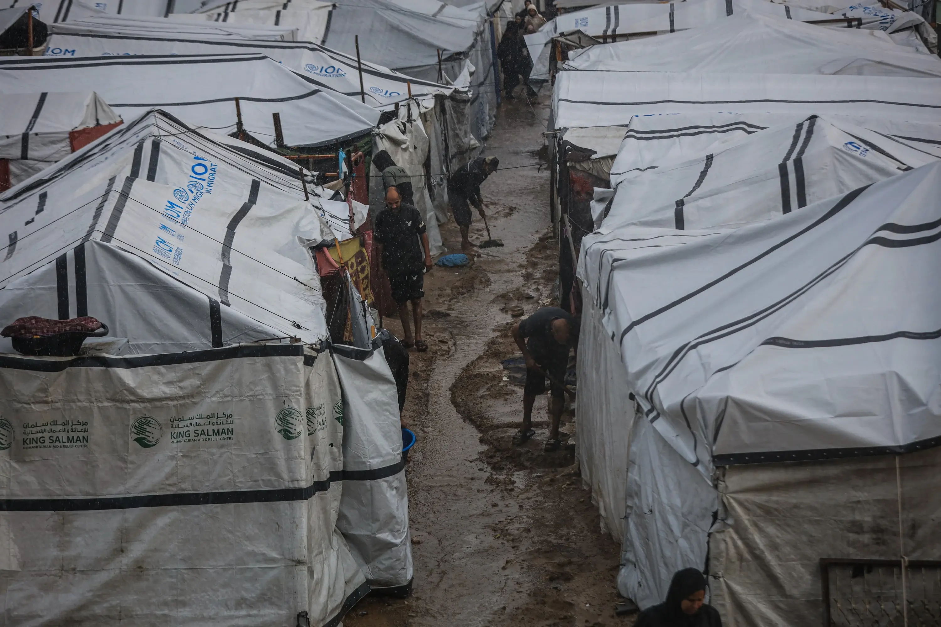 Heavy flooding submerges tents of displaced Palestinians in Gaza