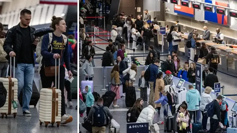 Boston'daki Logan Havalimanı'nda tatilciler yoğunluk oluşturdu