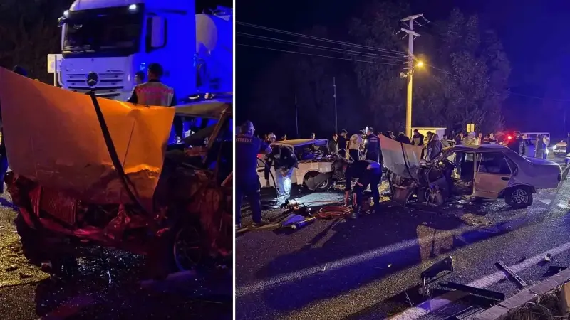 İki Tofaş araç kafa kafaya çarpıştı: 2’si ağır 3 yaralı var