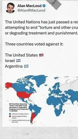 Countries that vote against UN resolution to end torture