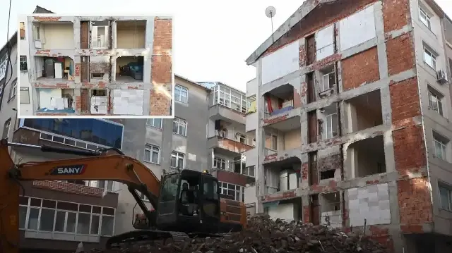Bahçelievler'de bina yıkılınca ortaya çıktı: 40 sene boyunca iki apartman tek duvarı kullanmış  