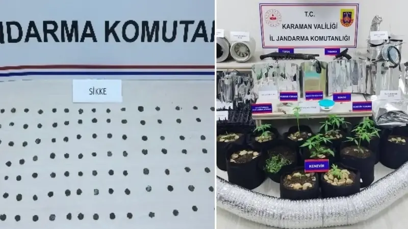 Denetimlerde ayrıca 142 gram kenevir, 79 gram esrar, 2 adet ruhsatsız tabanca, 148 adet tarihi sikke ve muhtelif kazı malzemeleri ele geçirildi.