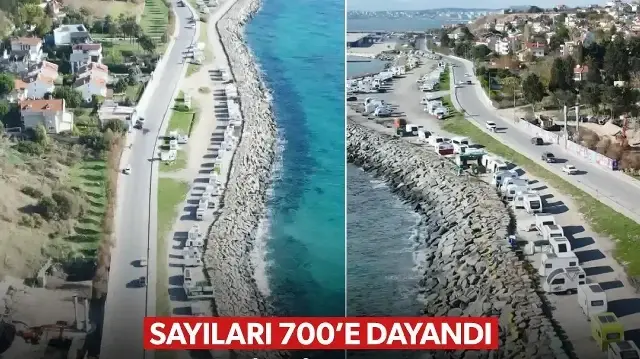 Beylikdüzü'nde sahil şeridi karavan parkına döndü: Mahalleli tepkili 