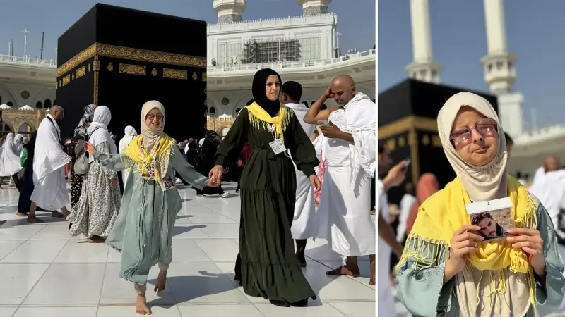 Dünyada nadir görülen gen hastası 13 yaşındaki Esma Nur Yencilek, Kabe'yi ziyaret etme hayalini gerçekleştirdi.