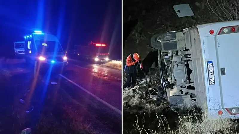 Kazada, midibüsteki 2'si ağır 15 kişi yaralandı. 