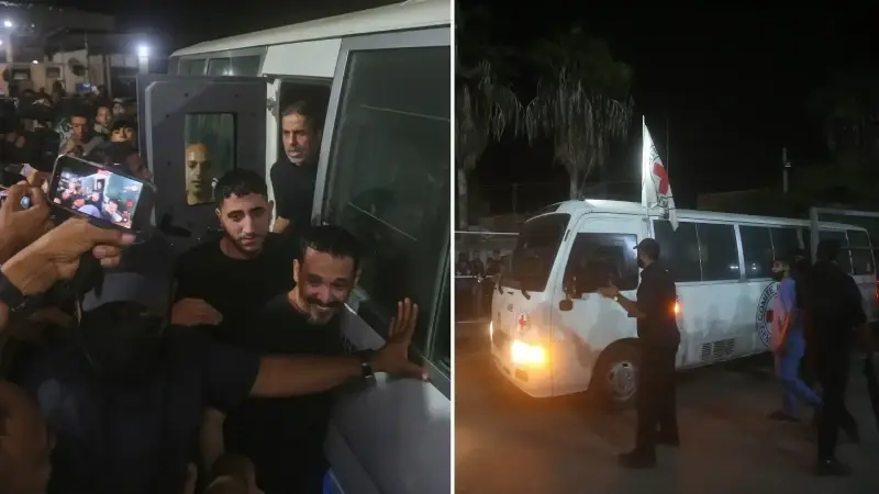 İşgalci İsrail'in esir tuttuğu Filistinliler ailelerine kavuştu