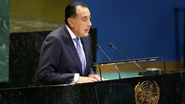 Le Premier ministre égyptien Mostafa Madbouly s'exprime lors d'un sommet des Nations unies sur les Palestiniens au siège de l'ONU pendant l'Assemblée générale des Nations unies (AGNU) à New York, le 22 septembre 2025.