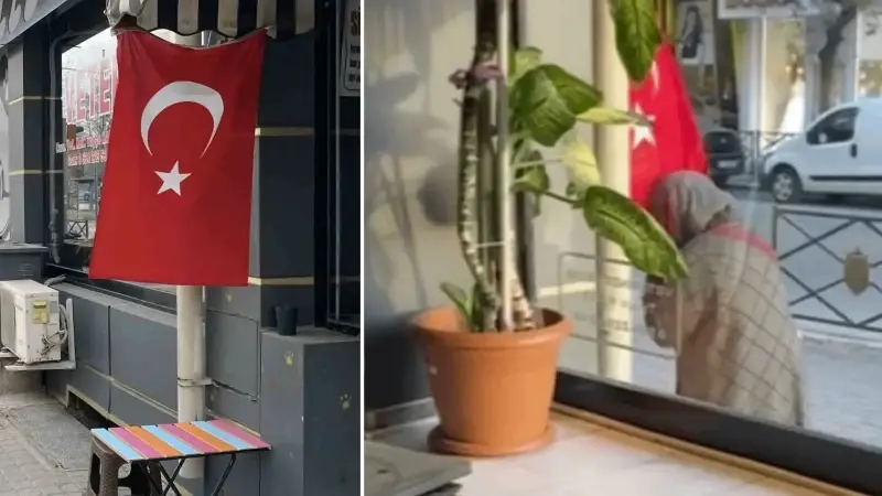 Türk bayrağını öpen teyzenin görüntüsü yürekleri ısıttı