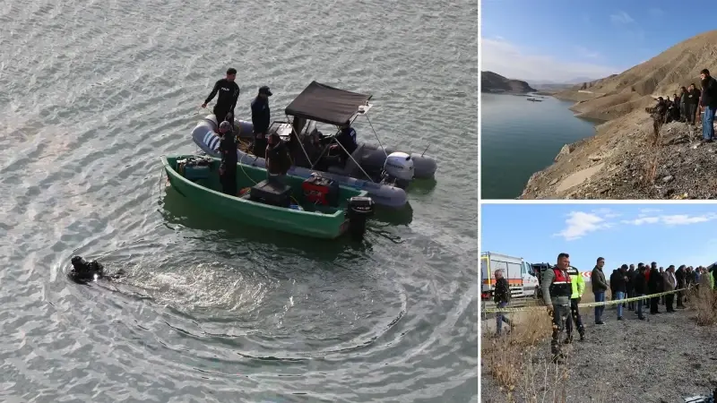 Ekipler bara gölüne yuvarlanan araçtaki üç kişinin cansız bedenini buldu