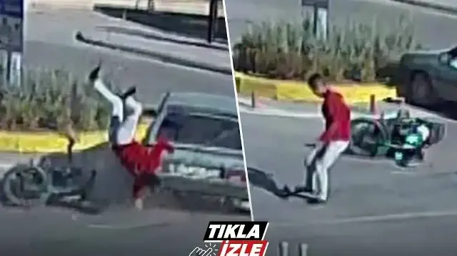 Motosikletli havada takla attı: İlk yaptığı şey fırlayan ayakkabısını giymek oldu