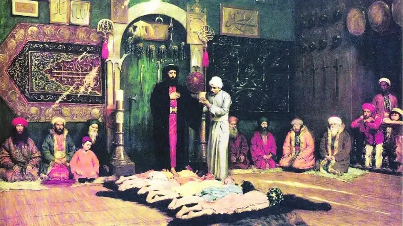 Osmanlı sufiliğinin önemli merkezlerinden Rufai Asitanesi'nde bir merasim.