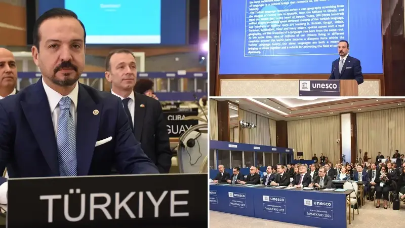 Zorlu, Semerkand'da düzenlenen Dünya Türk Dili Ailesi Günü etkinliğinde konuştu.