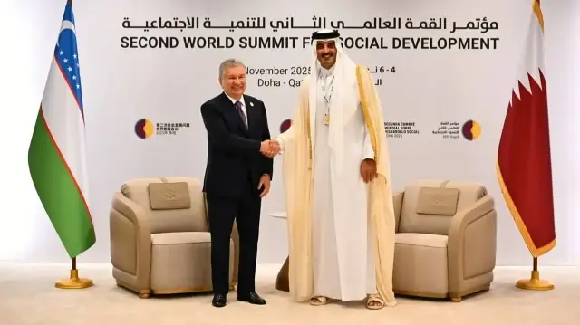 Президент Узбекистана Шавкат Мирзиёев и эмир Катара Шейх Тамим Бин Хамад Аль Тани | Фото: Пресс-служба президента Узбекистана 

