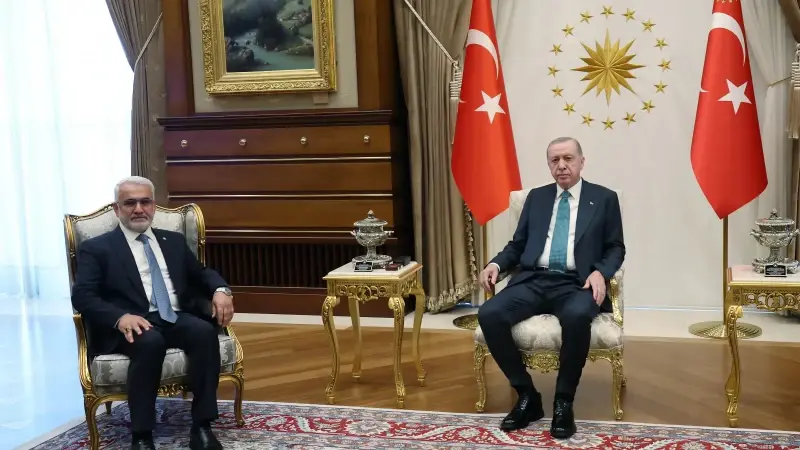 Cumhurbaşkanlığı Külliyesi'ndeki kabul, basına kapalı gerçekleştirildi.