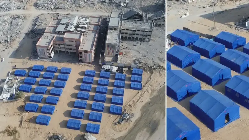 Han Yunus'ta Filistinliler için çadır kent kuruldu