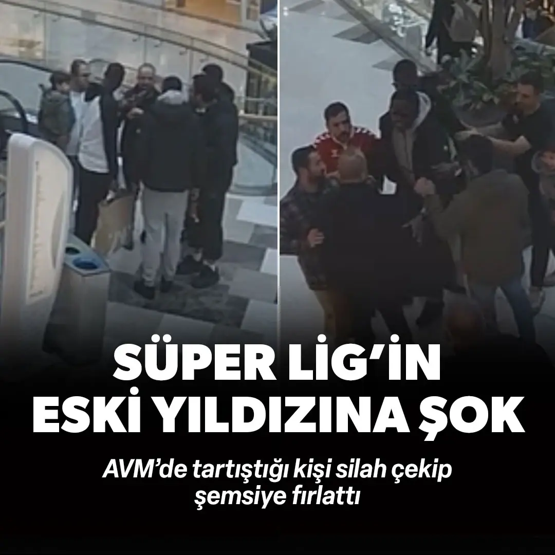 Süper Lig'in eski futbolcusuna AVM'de şok! Silah çekip şemsiye fırlattı