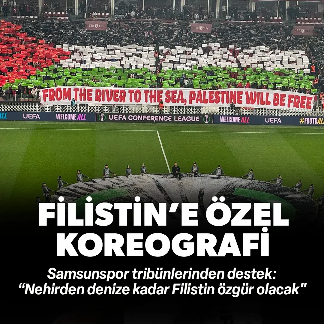 Samsunspor tribünlerinden Filistin'e destek koreografisi