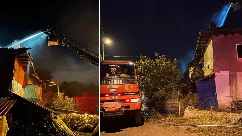 Uşak'ta korkunç olay: Yıldırım düşen ev küle döndü, kullanılamaz hale geldi